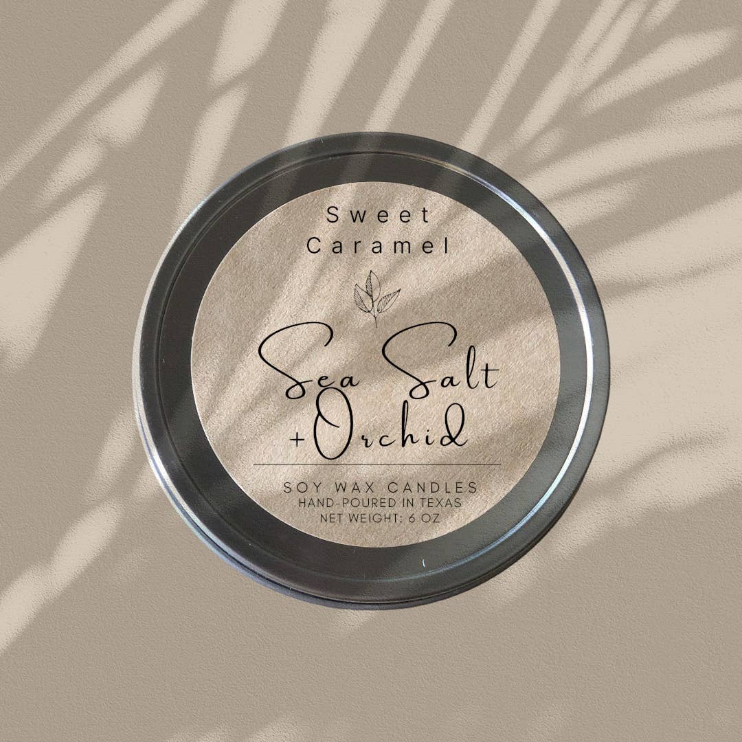 Sea Salt & Orchid Soy Candle - Tins 8 oz