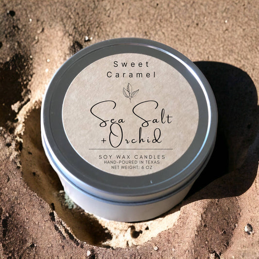 Sea Salt & Orchid Soy Candle - Tins 8 oz